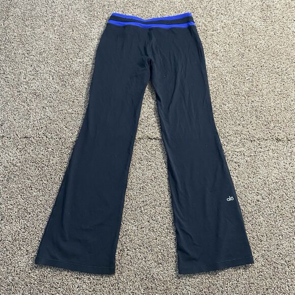 ALO Yoga Pants - Alo Yoga Flare Leggings Women’s Medium Block Waist Low Rise Y2K Black Blue